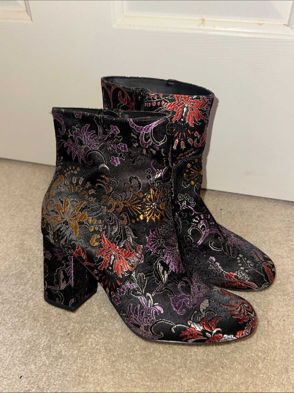 Brash embroidered floral ankle boots